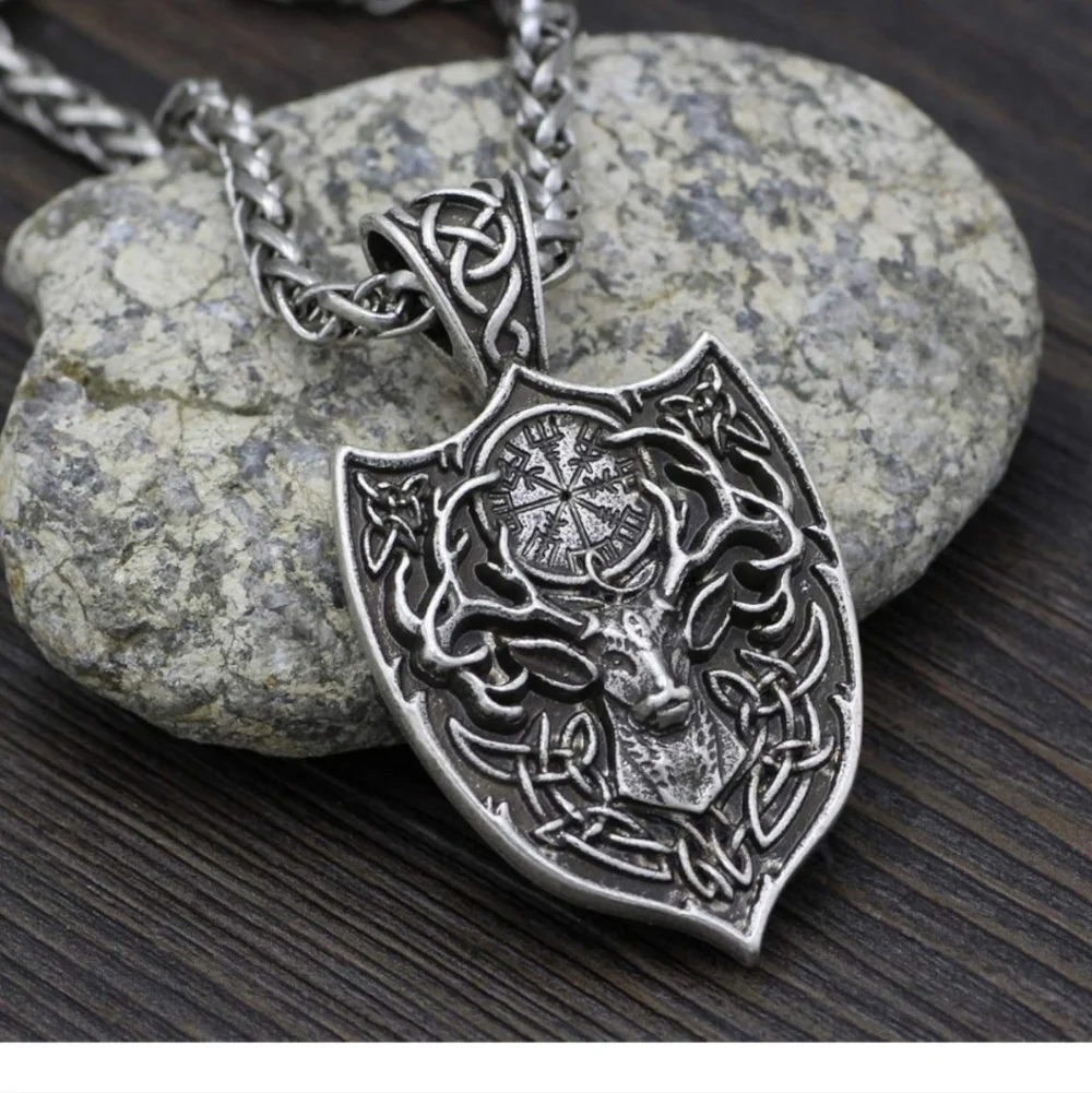 Silver Celtic Deer Pendant Necklace
